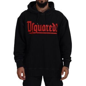 Dsquared² Black Cotton Hooded Printed Men Pullover Men's Sweater